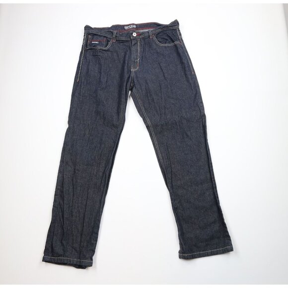 Vintage Enyce Mens Size 38x34 Distressed Baggy Fit Wide Leg Denim Jeans Blue - Picture 1 of 14